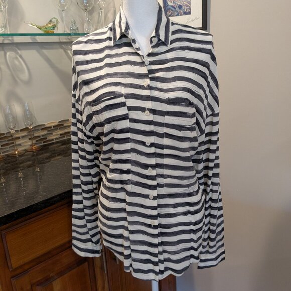 ✨ Olive & Olivia Ultra Soft Striped High-Low Tunic Blouse | Small - Picture 1 of 5
